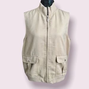 Liz Golf Tan Zipper Front Vest with Pockets
